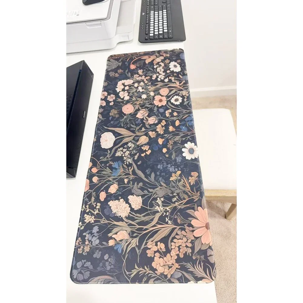 31x 11.5'' Vintage Dark Floral Extended Mouse Pad for Home Office